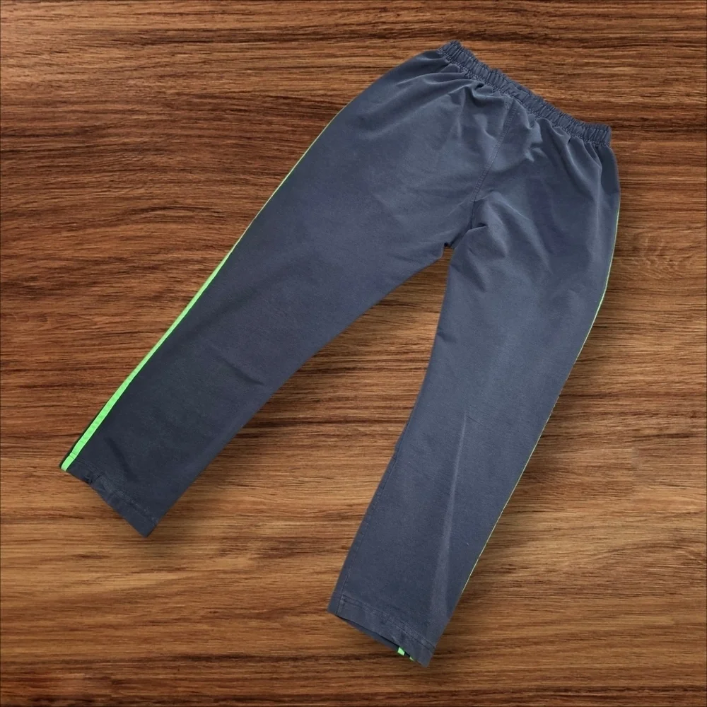 Adidas Charcoal Joggers Sweatpants with Neon Green Stripes